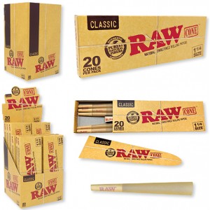 RAW - Classic Pre-Roll Cone 1¼ Size (Pack of 20) - (Display of 12)